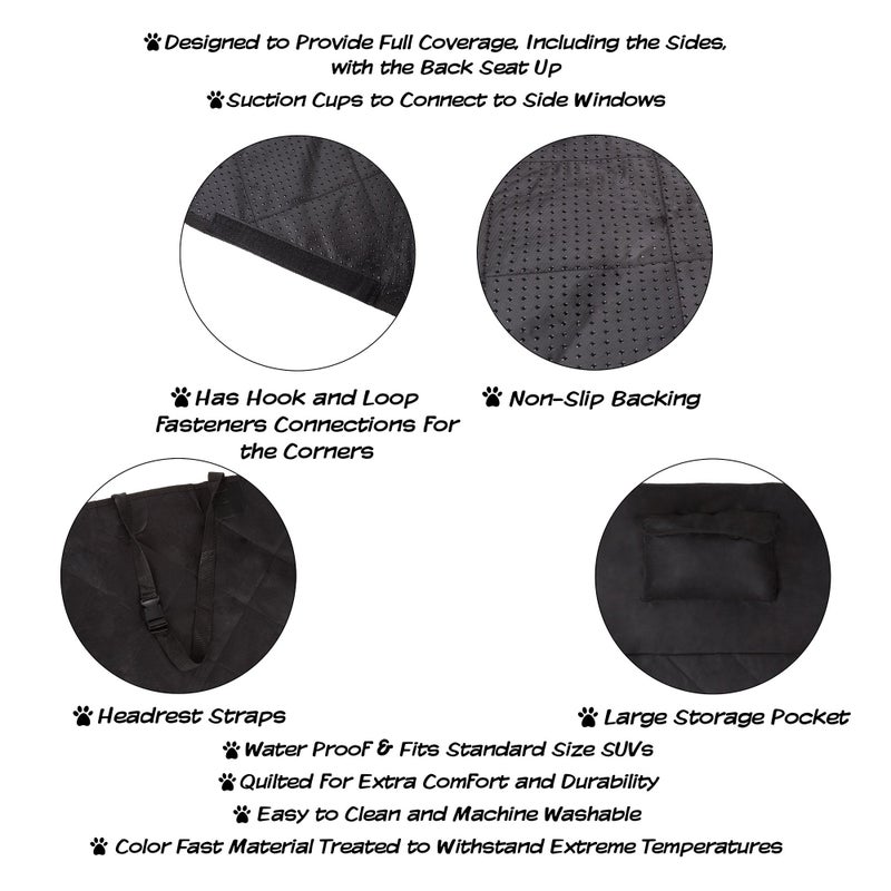 PETMAKER Cargo Liner Dog Seat Cover- Quilted Waterproof All Weather Non-Slip Pet Travel Mat with Side Coverage and Bumper Flap Protector for SUVs, Black - Image 3